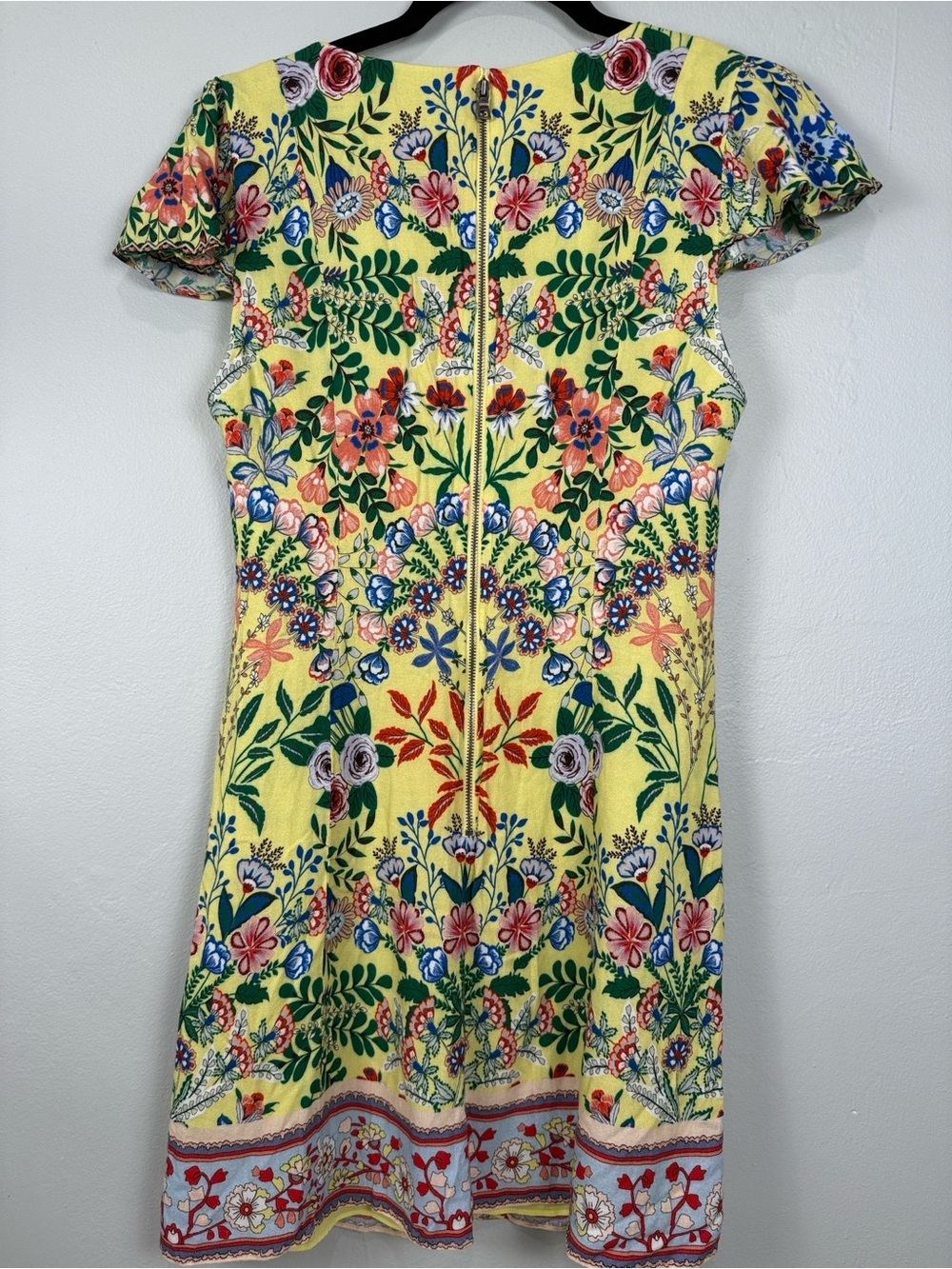Alice + Olivia Hadley Yellow Floral Mini Fit & Flare Dress Size 6 - Picture 4 of 9